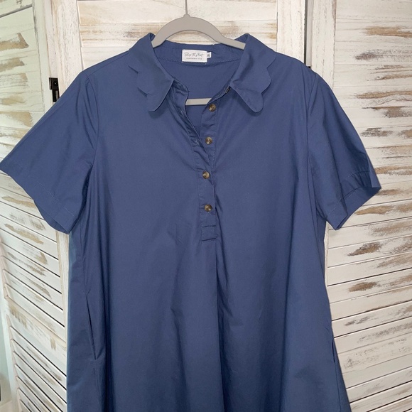 Shop The Mint Blue Scallop Collar Dress - Picture 2 of 4